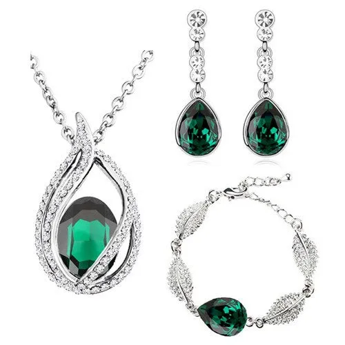 Austrian Crystal Flame Necklace, Bracelet & Earrings Fashion Jewelry Set