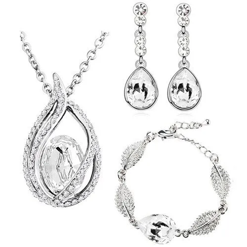 Austrian Crystal Flame Necklace, Bracelet & Earrings Fashion Jewelry Set