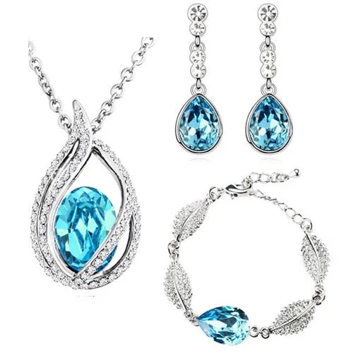 Austrian Crystal Flame Necklace, Bracelet & Earrings Fashion Jewelry Set