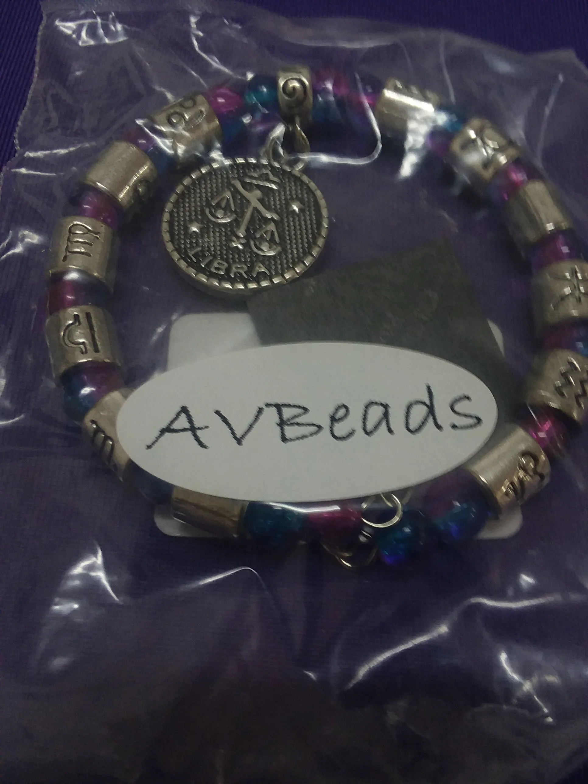 AVBeads Zodiac Charm Bracelet Libra Beaded Memory Wire