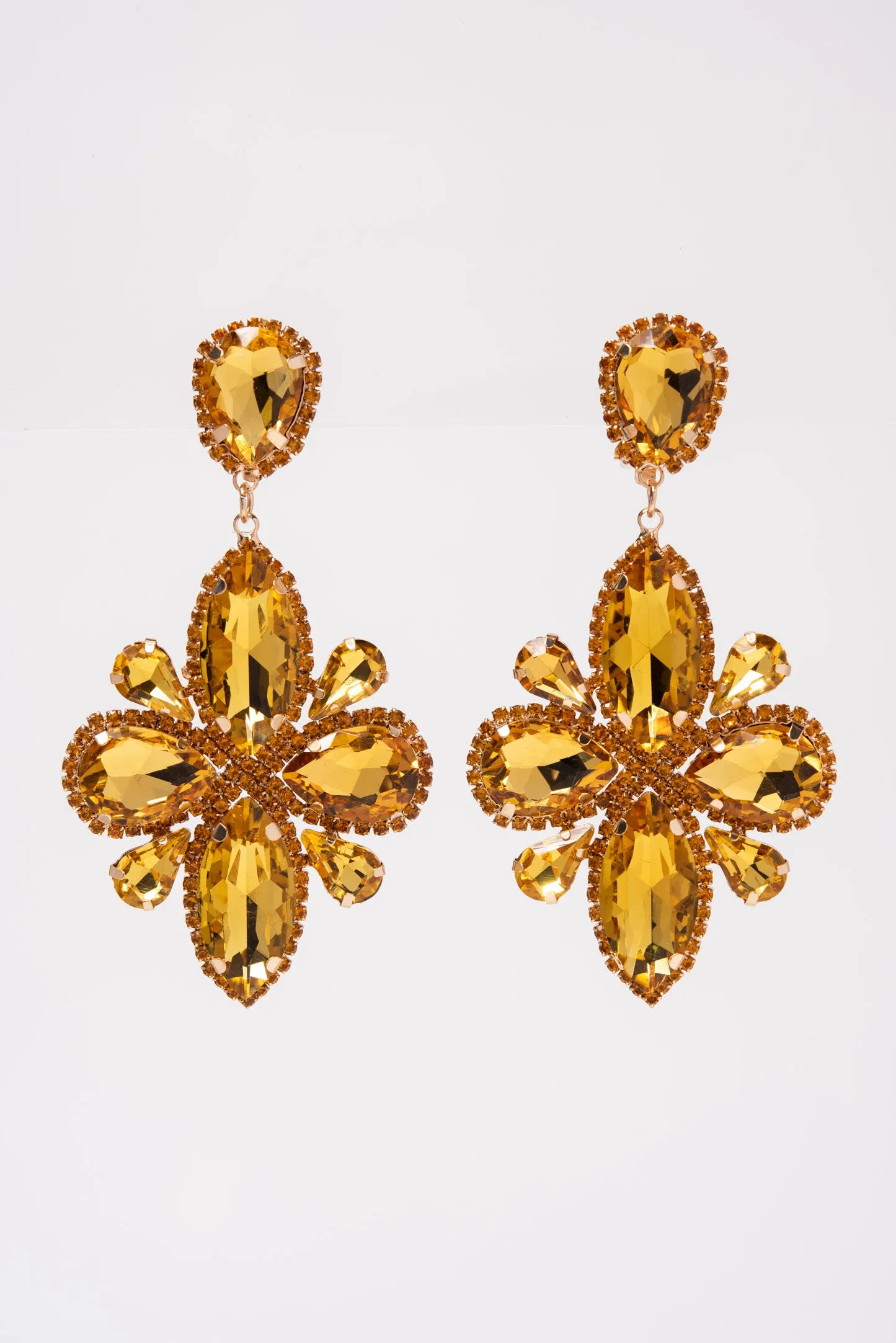 Avery Semi Stone Clip-On Earrings - Yellow