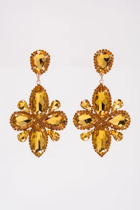 Avery Semi Stone Clip-On Earrings - Yellow