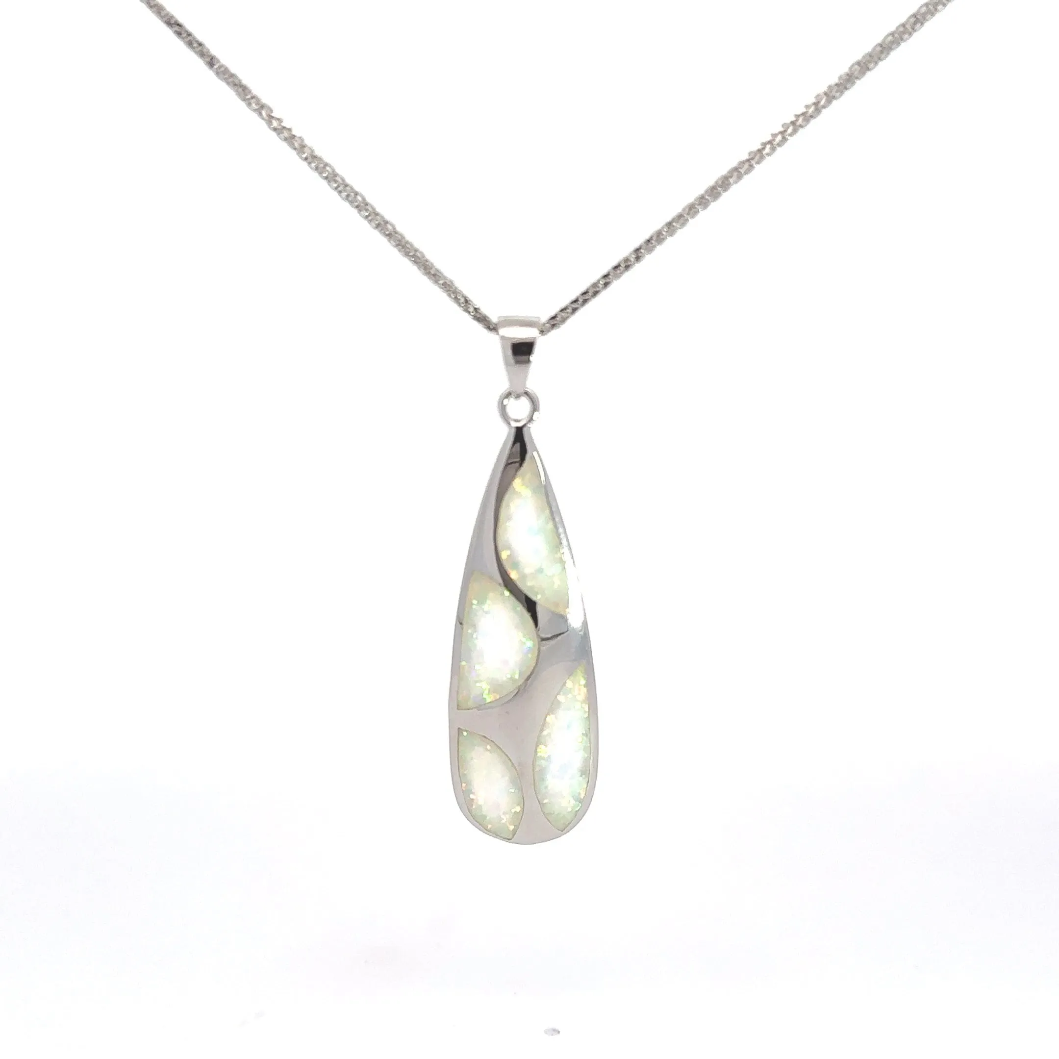 Baikalla Sterling Silver Lab-Made Opal Pendant Necklace