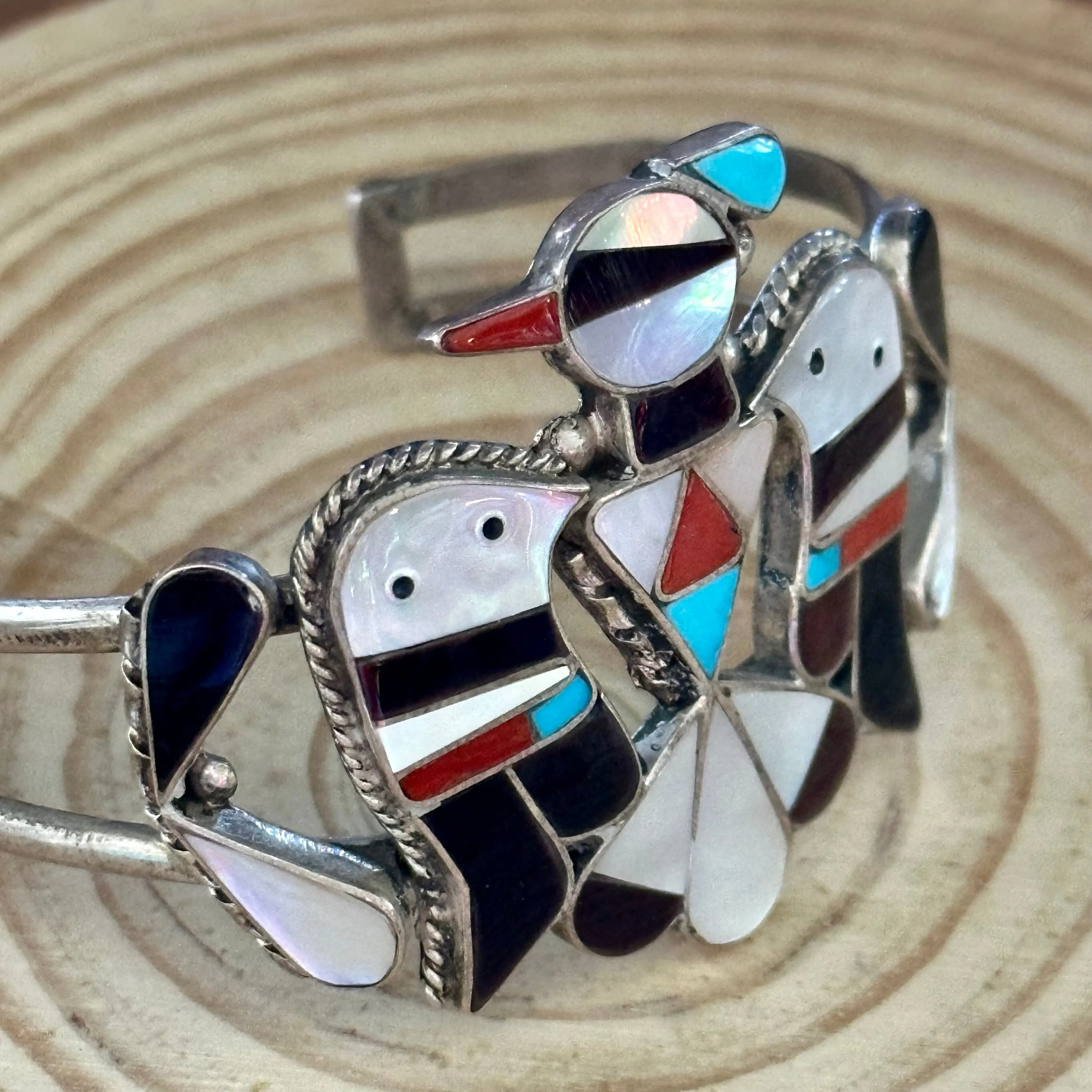 B&C SHACK Zuni Thunderbird Inlay Sterling Silver Cuff 22g