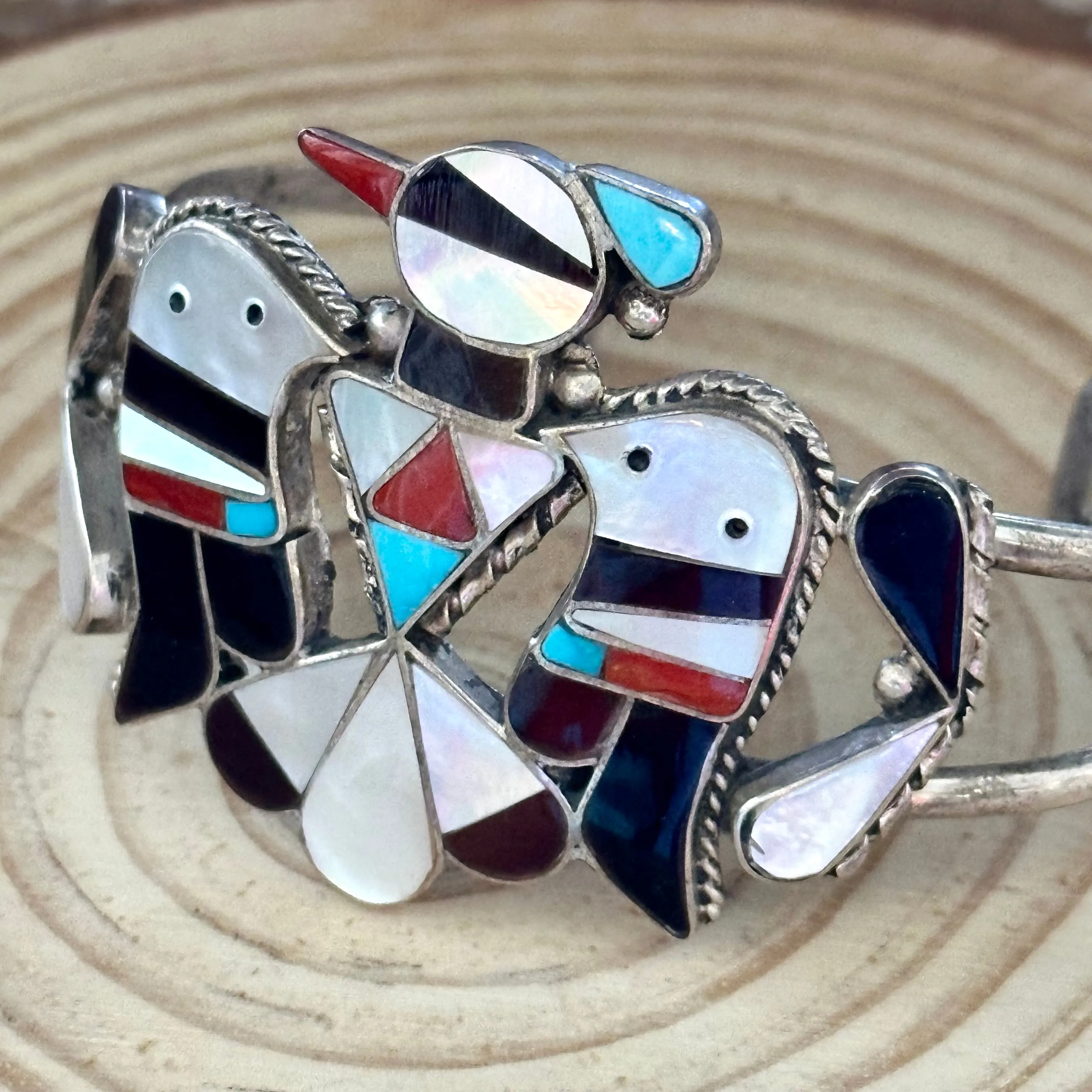 B&C SHACK Zuni Thunderbird Inlay Sterling Silver Cuff 22g