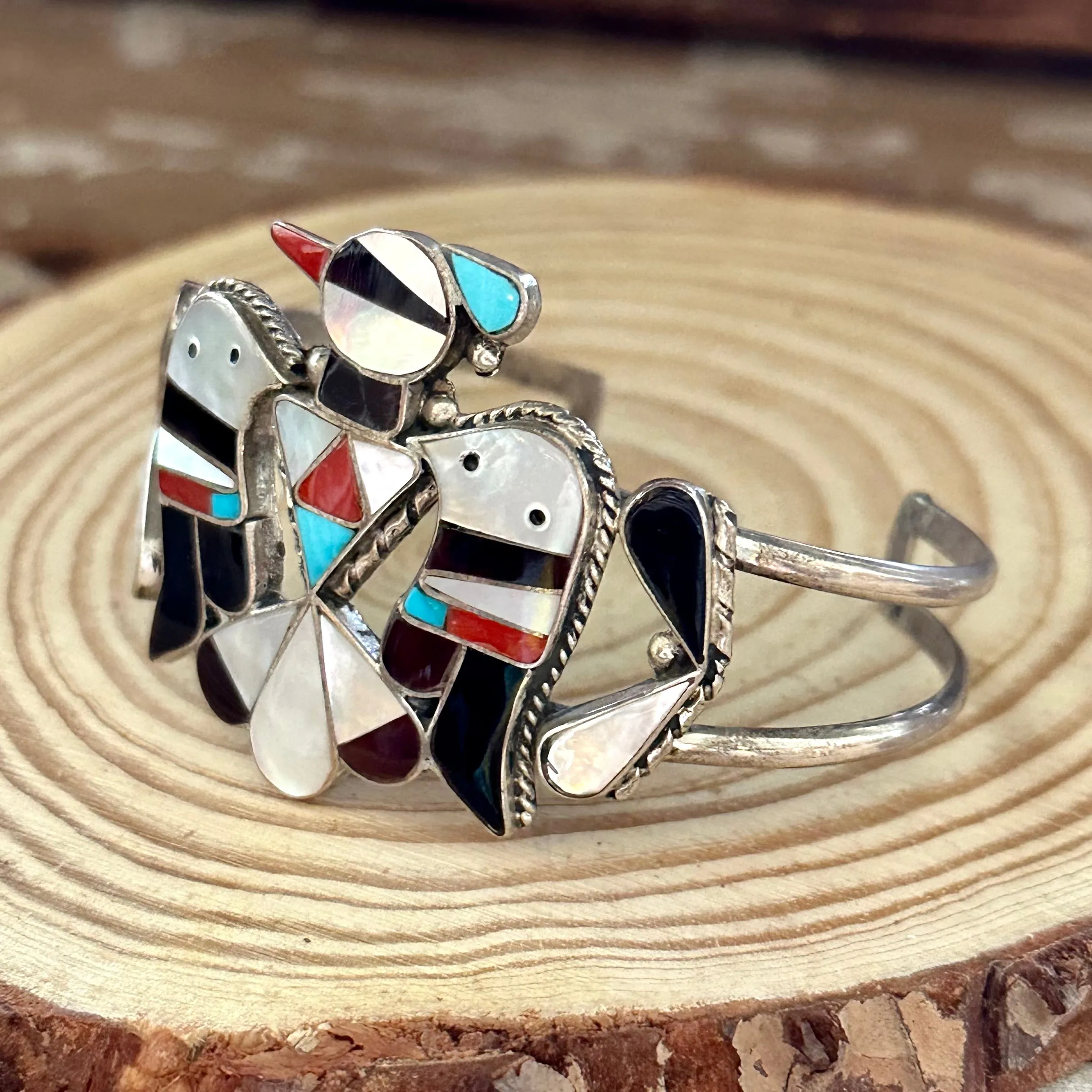 B&C SHACK Zuni Thunderbird Inlay Sterling Silver Cuff 22g