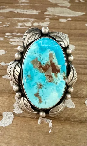 BETTA LEE Large Navajo Royston Turquoise and Sterling Silver Ring  Size 6