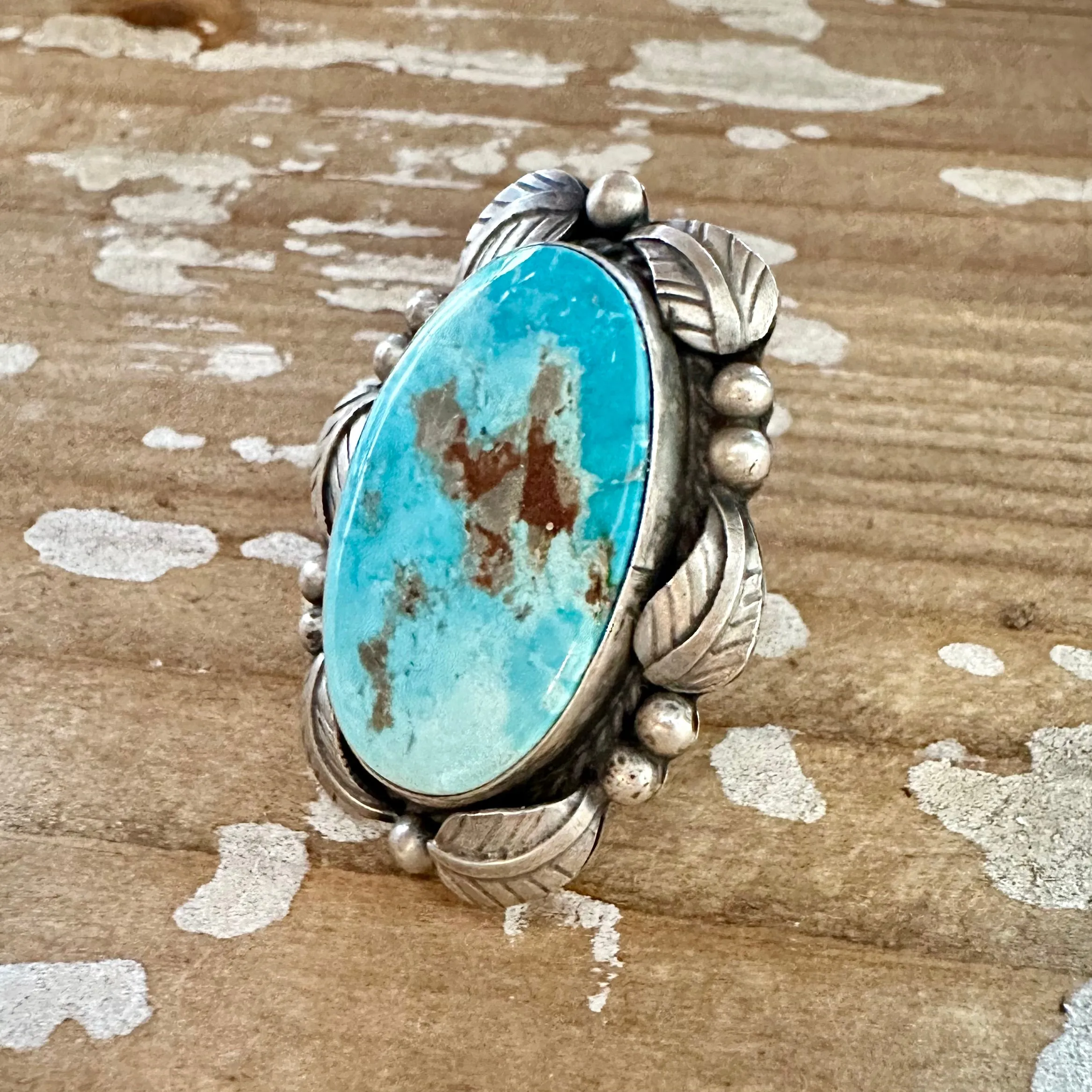 BETTA LEE Large Navajo Royston Turquoise and Sterling Silver Ring  Size 6