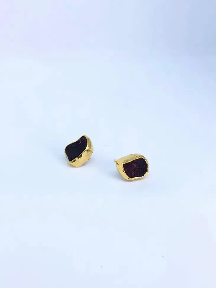 Birth Stone Stud Earrings: Semi Precious Stones