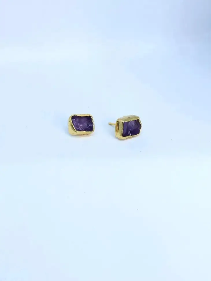 Birth Stone Stud Earrings: Semi Precious Stones