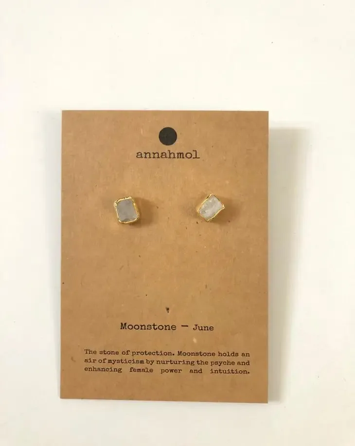 Birth Stone Stud Earrings: Semi Precious Stones