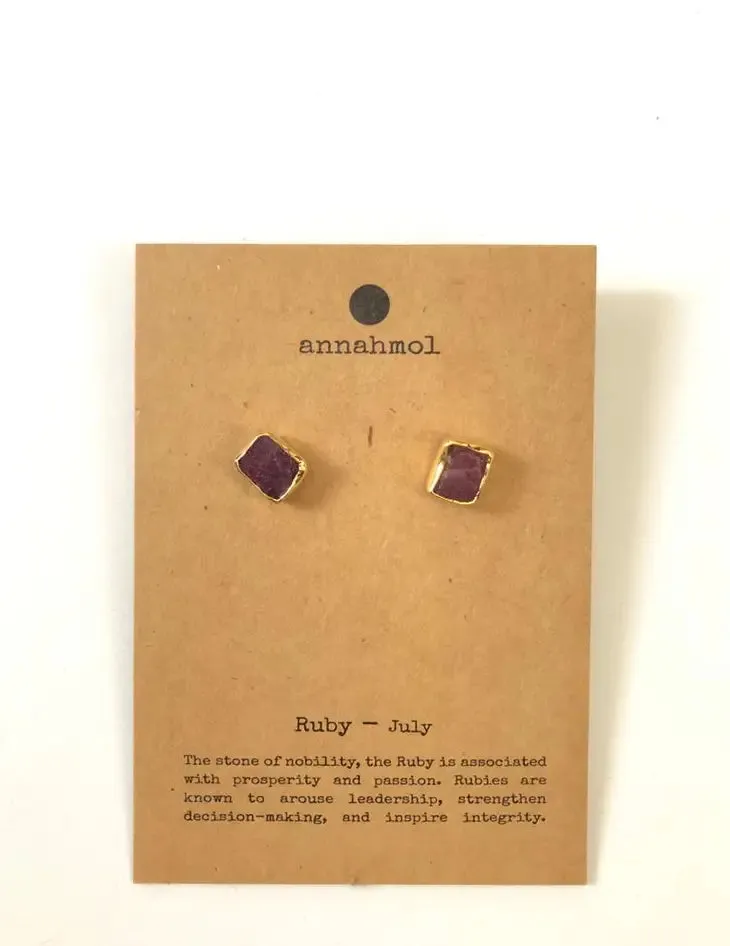 Birth Stone Stud Earrings: Semi Precious Stones