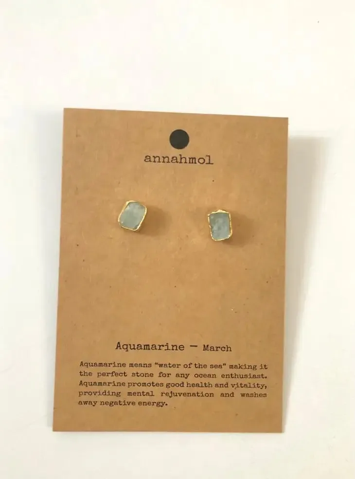 Birth Stone Stud Earrings: Semi Precious Stones