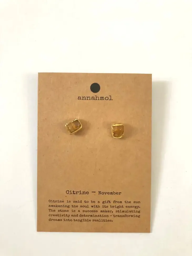 Birth Stone Stud Earrings: Semi Precious Stones