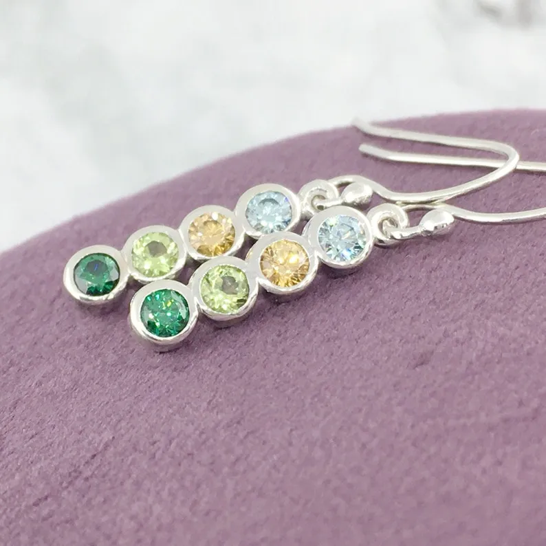 Birthstone Earrings for Mom, Sterling Silver Family Jewelry, Dangle Earrings, Family Birthstone Jewelry, Custom Earrings, Gift For Mom