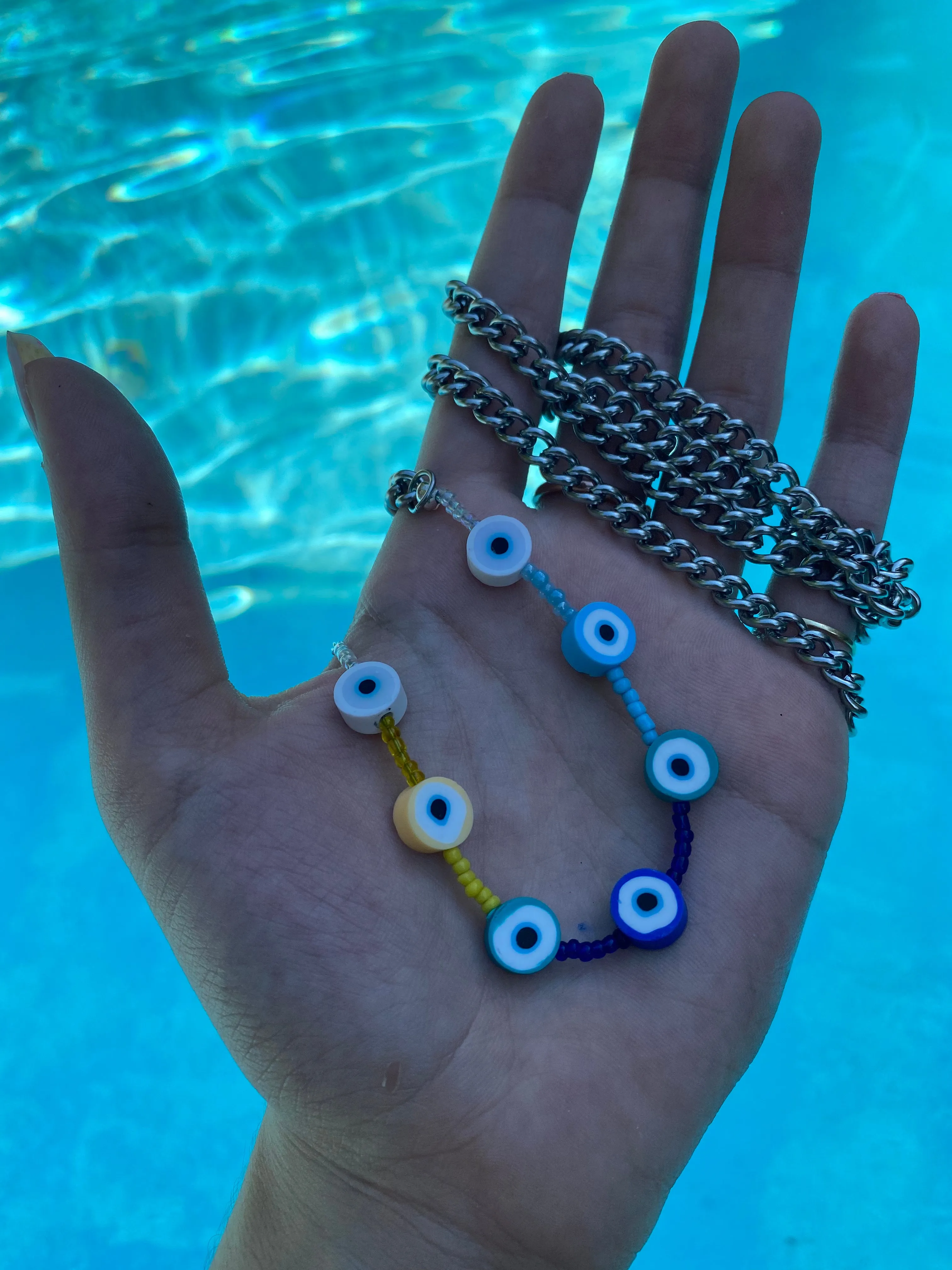 Blue Gradient Evil Eye Belly Chain