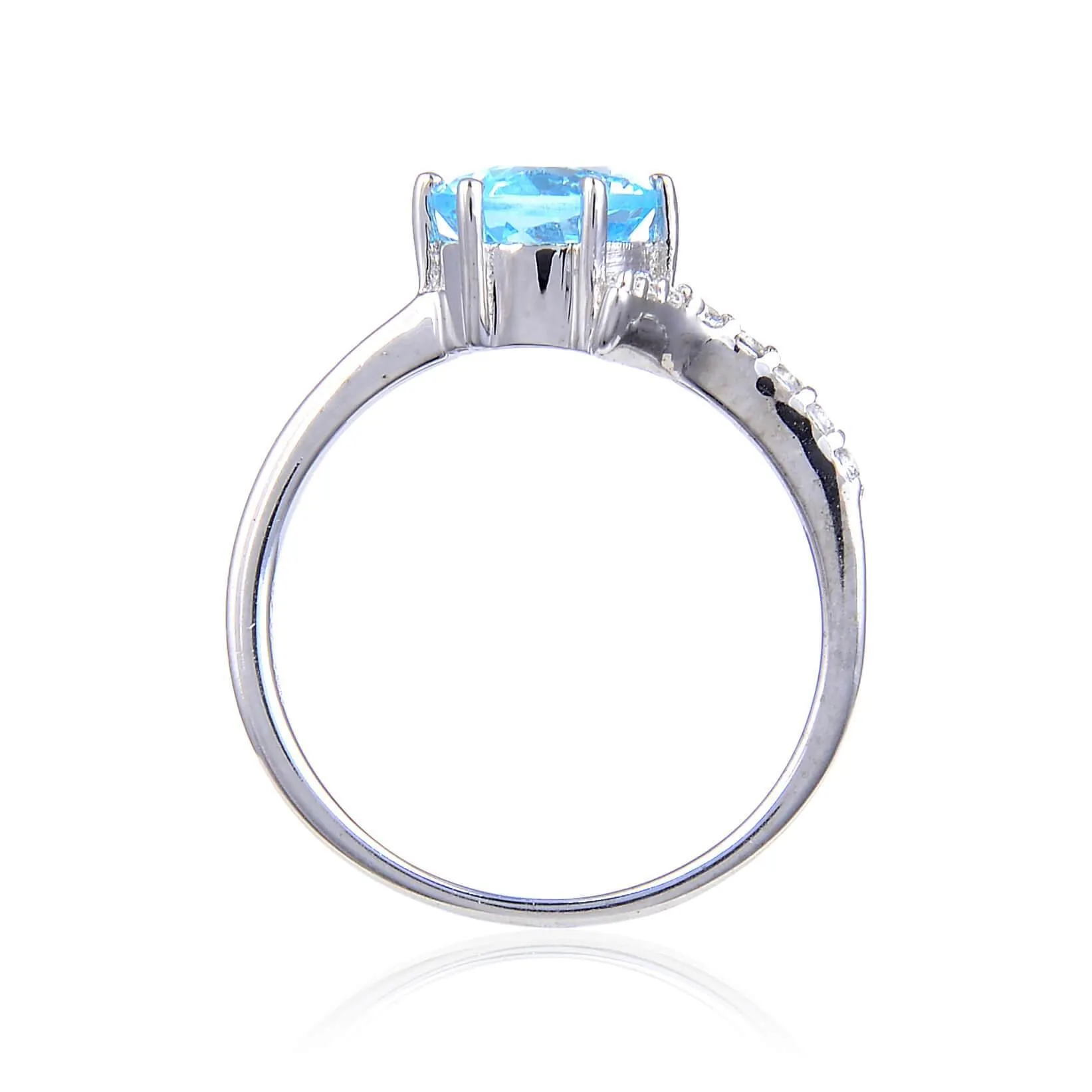 Blue Topaz Round Shaped Classic Ring