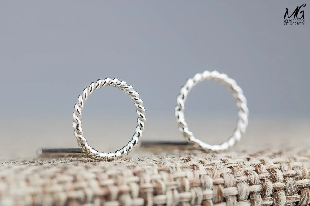 Braided Rope Open Circle Stud Earrings