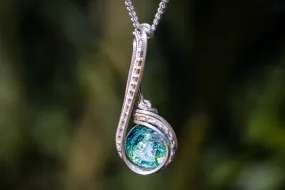 Brizo Silver Wire Wrapped Pendant with Ash Infused Glass Cabochon