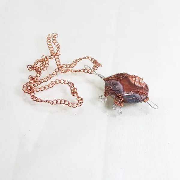 Calinda Wire Wrap Cabochon Pendant Necklace