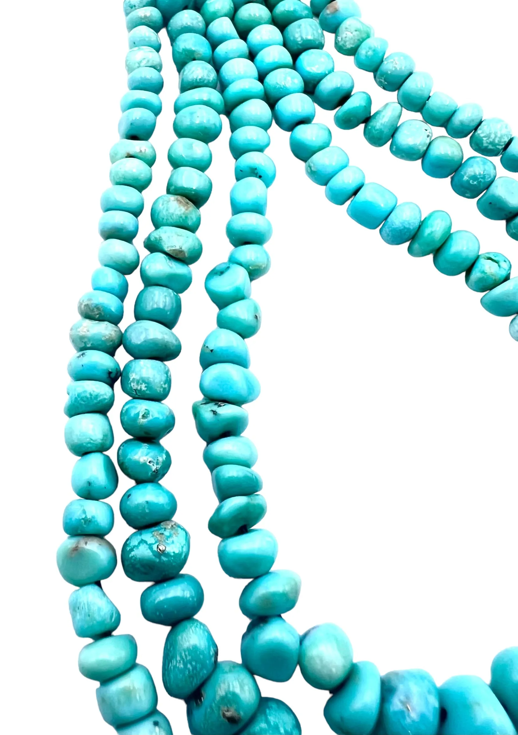 Campitos (Mex) Turquoise 4x6mm-6x8mm Graduated Rounded Nugget Beads, 18 inch strands