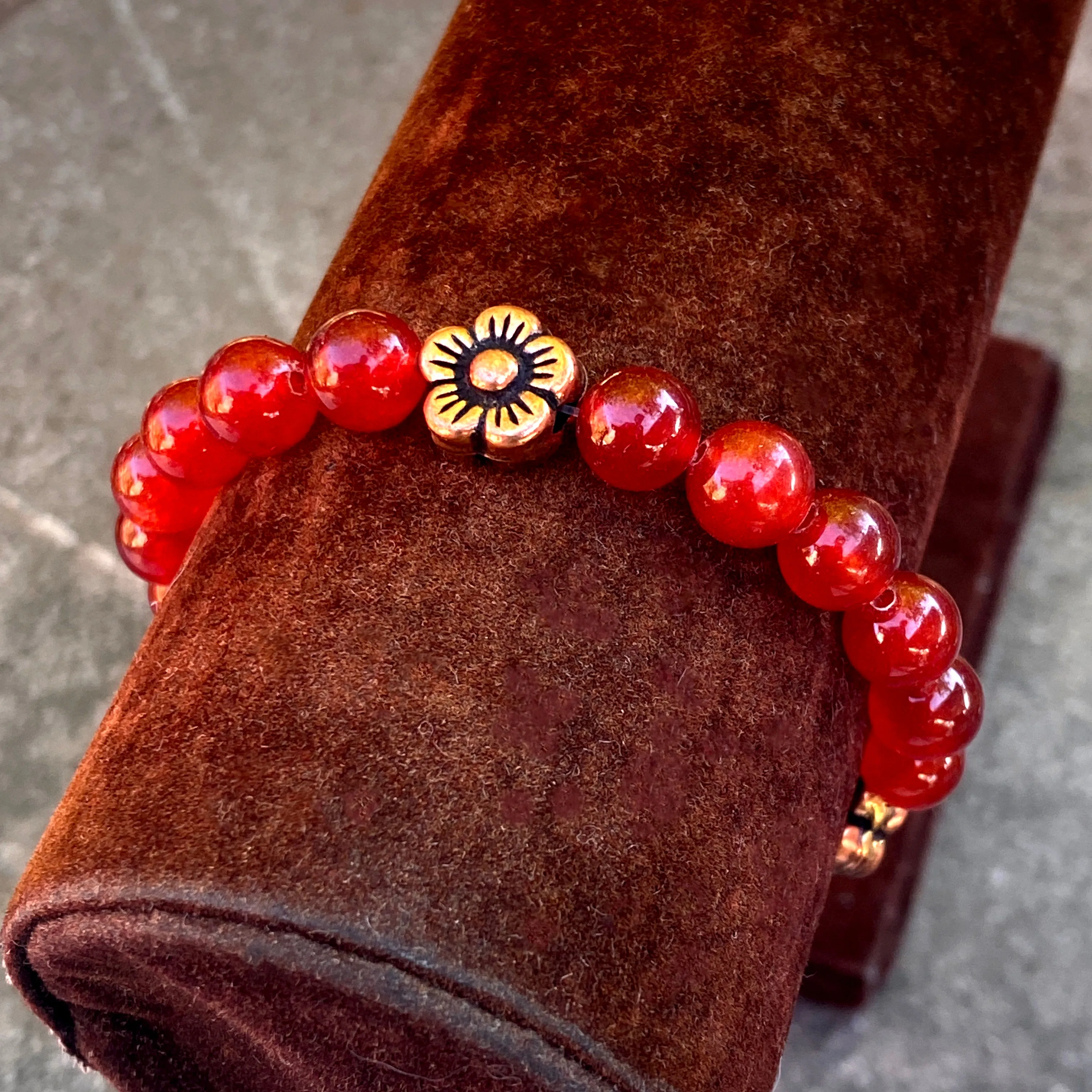 Carnelian and Copper stretch Bracelet