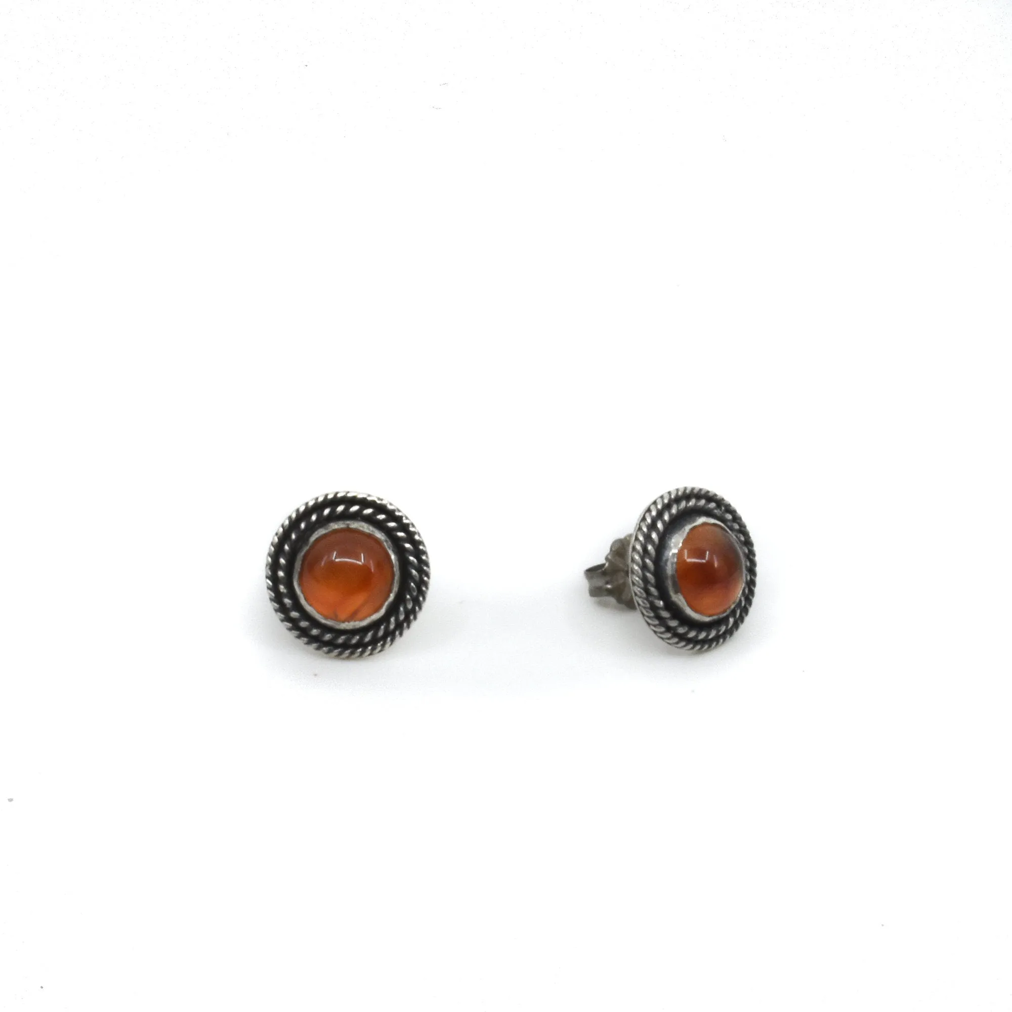 Carnelian Posts - Orange Carnelian Studs - Western Silver Posts - Silversmith Posts