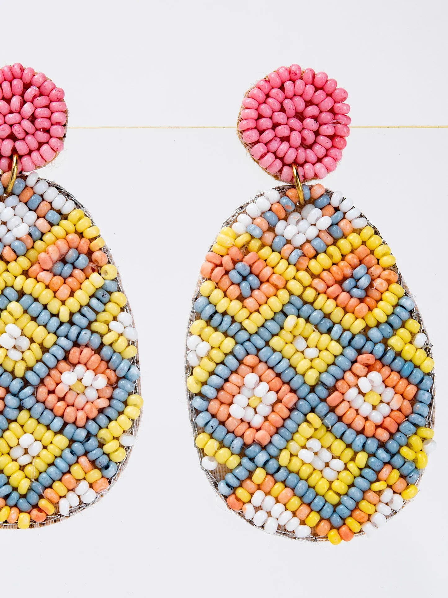 Caroline 2-Tier Easter EGG Beaded Embroidery Earrings