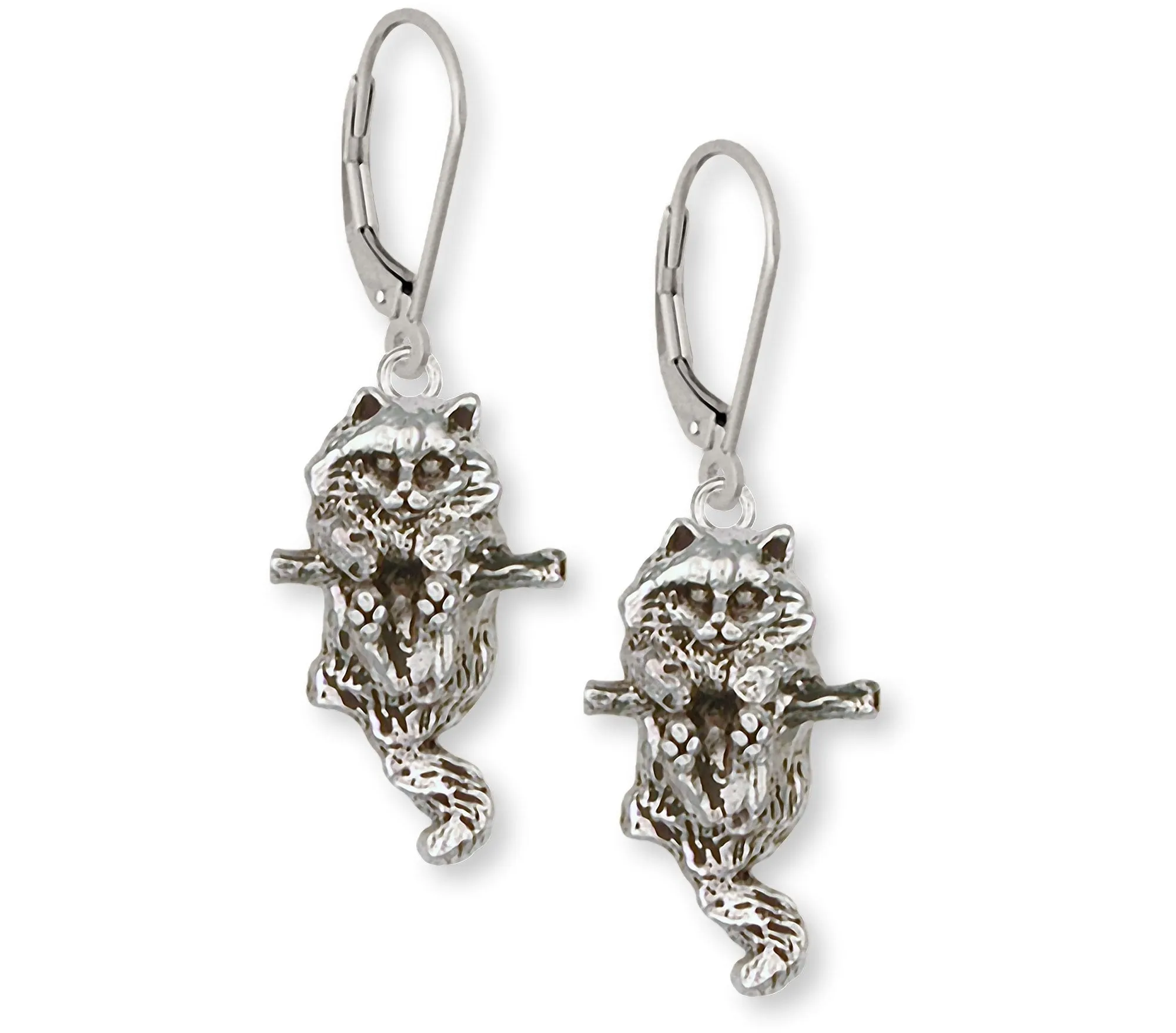 Cat Jewelry Sterling Silver Handmade Cat Earrings  CT50-E