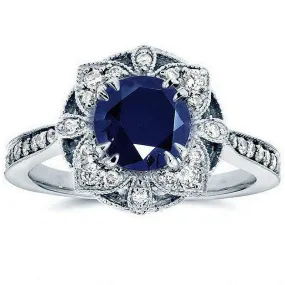 Classic Flower Shaped Sapphire Emerald Ring