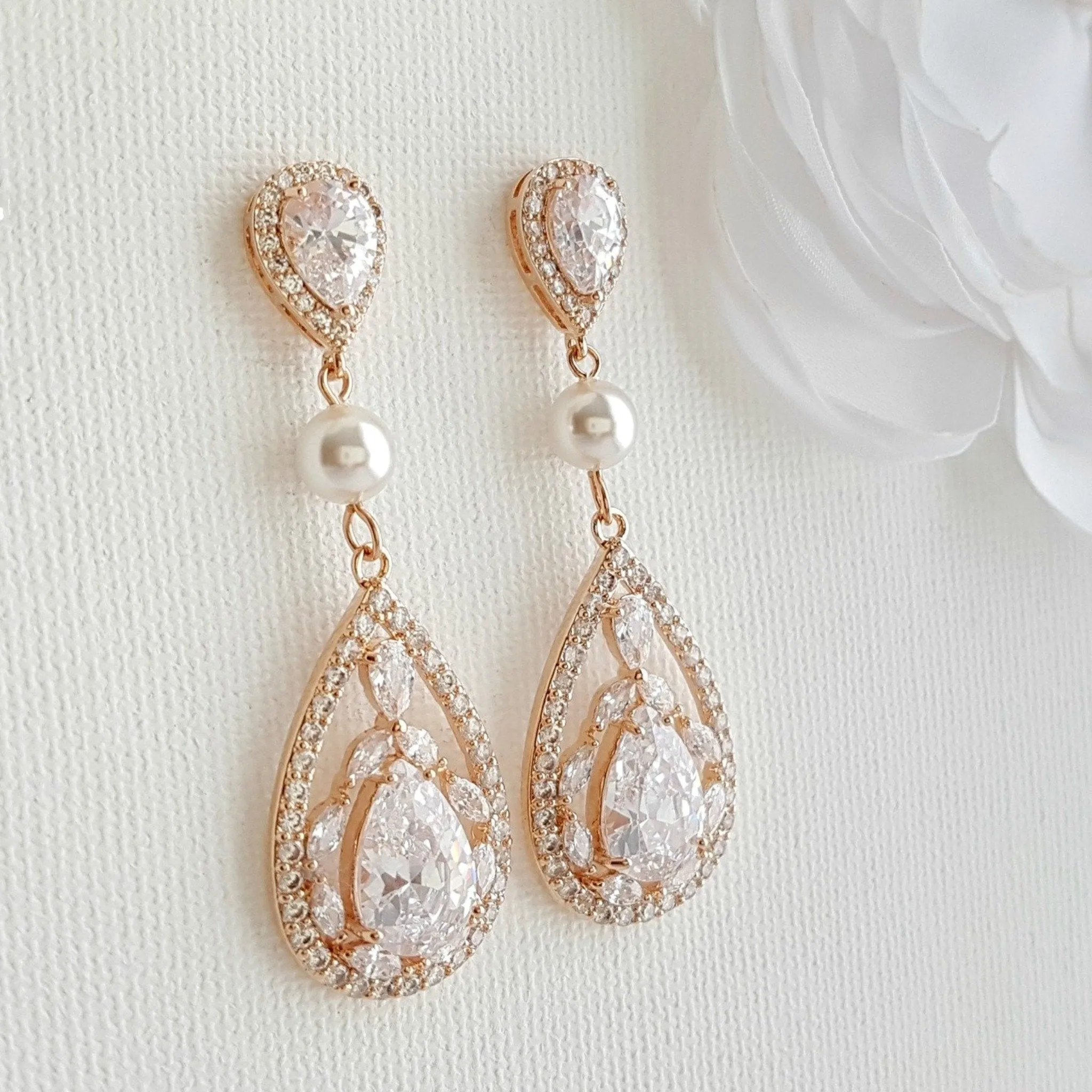 Clip On Drop Earrings in Gold-Esther