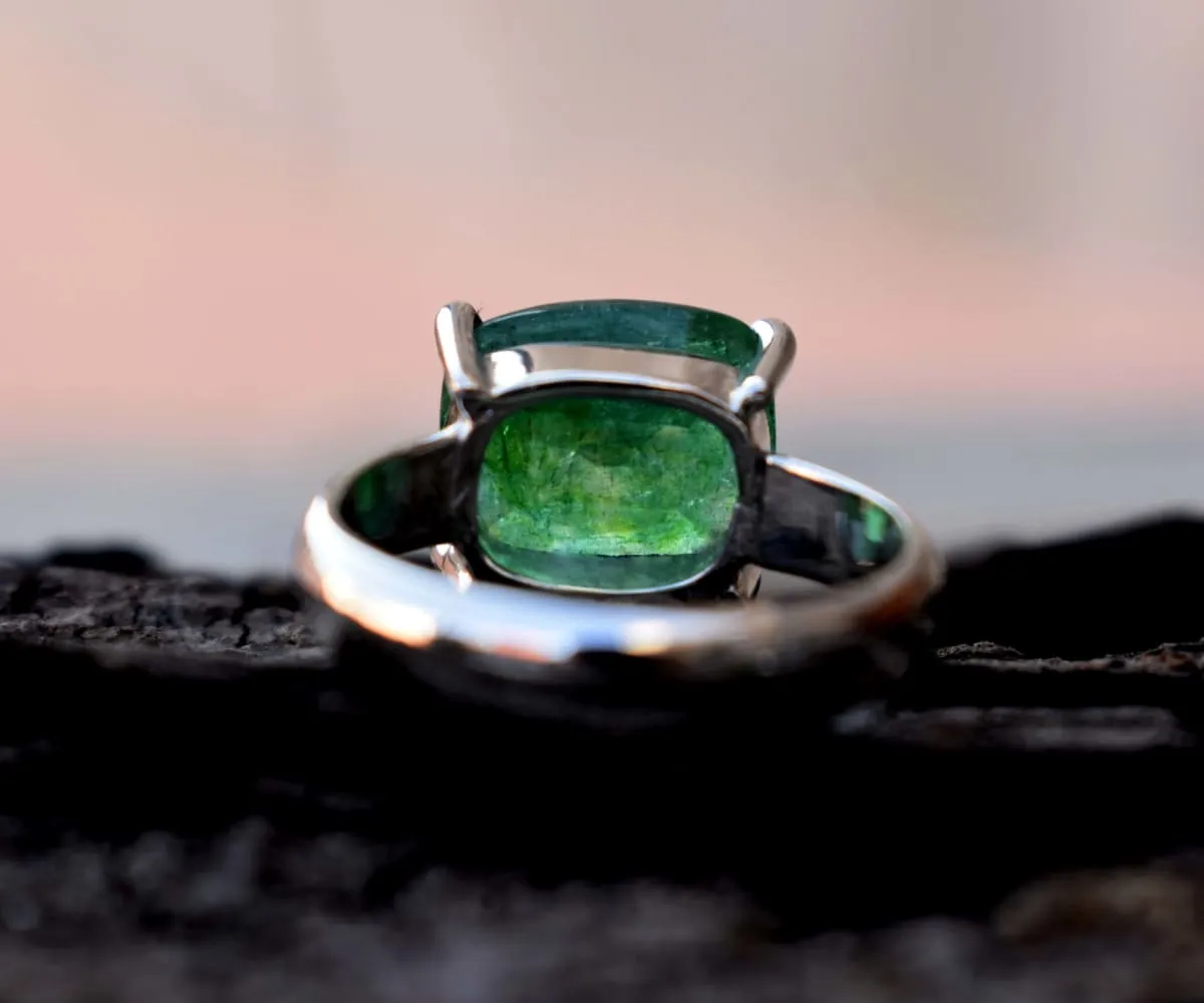 Colombian Emerald 925 Sterling Silver Ring,Handmade Jewelry, Birthday Gift