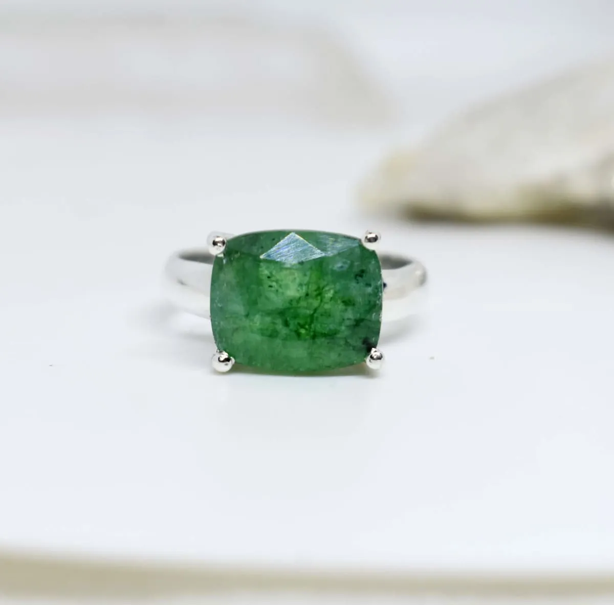 Colombian Emerald 925 Sterling Silver Ring,Handmade Jewelry, Birthday Gift