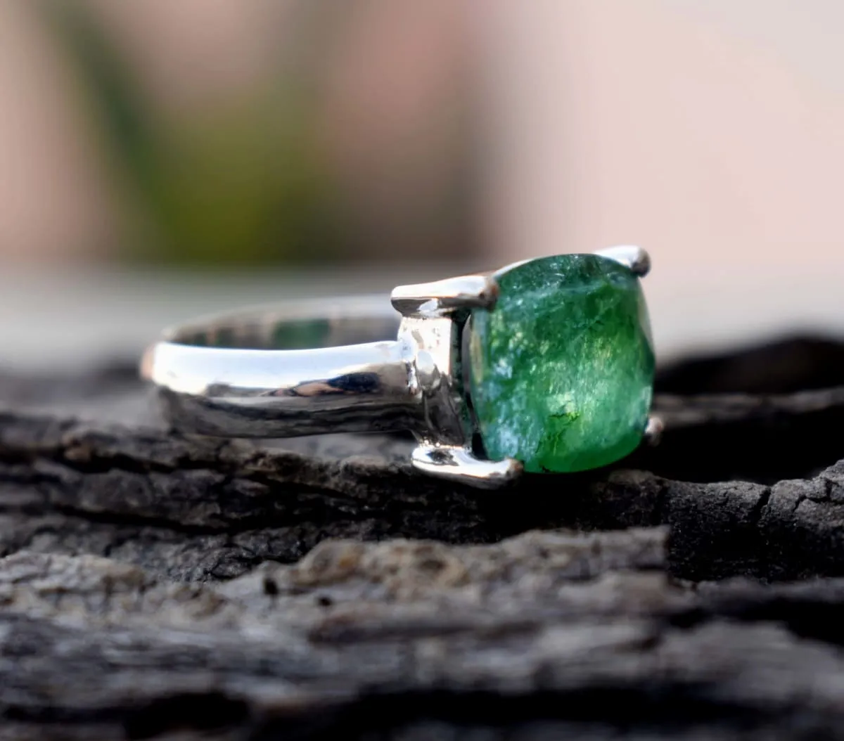 Colombian Emerald 925 Sterling Silver Ring,Handmade Jewelry, Birthday Gift