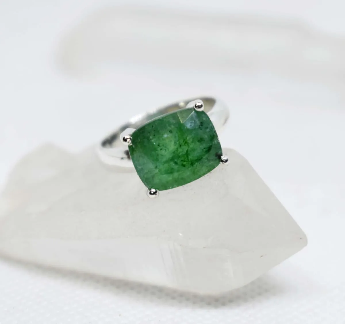 Colombian Emerald 925 Sterling Silver Ring,Handmade Jewelry, Birthday Gift