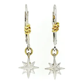 Compass Rose Petite 14K Two-Tone Gold Rope Accent Dangle Earrings