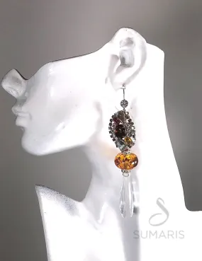 CRYSTAL-CLEAR DROPS OOAK STATEMENT EARRINGS