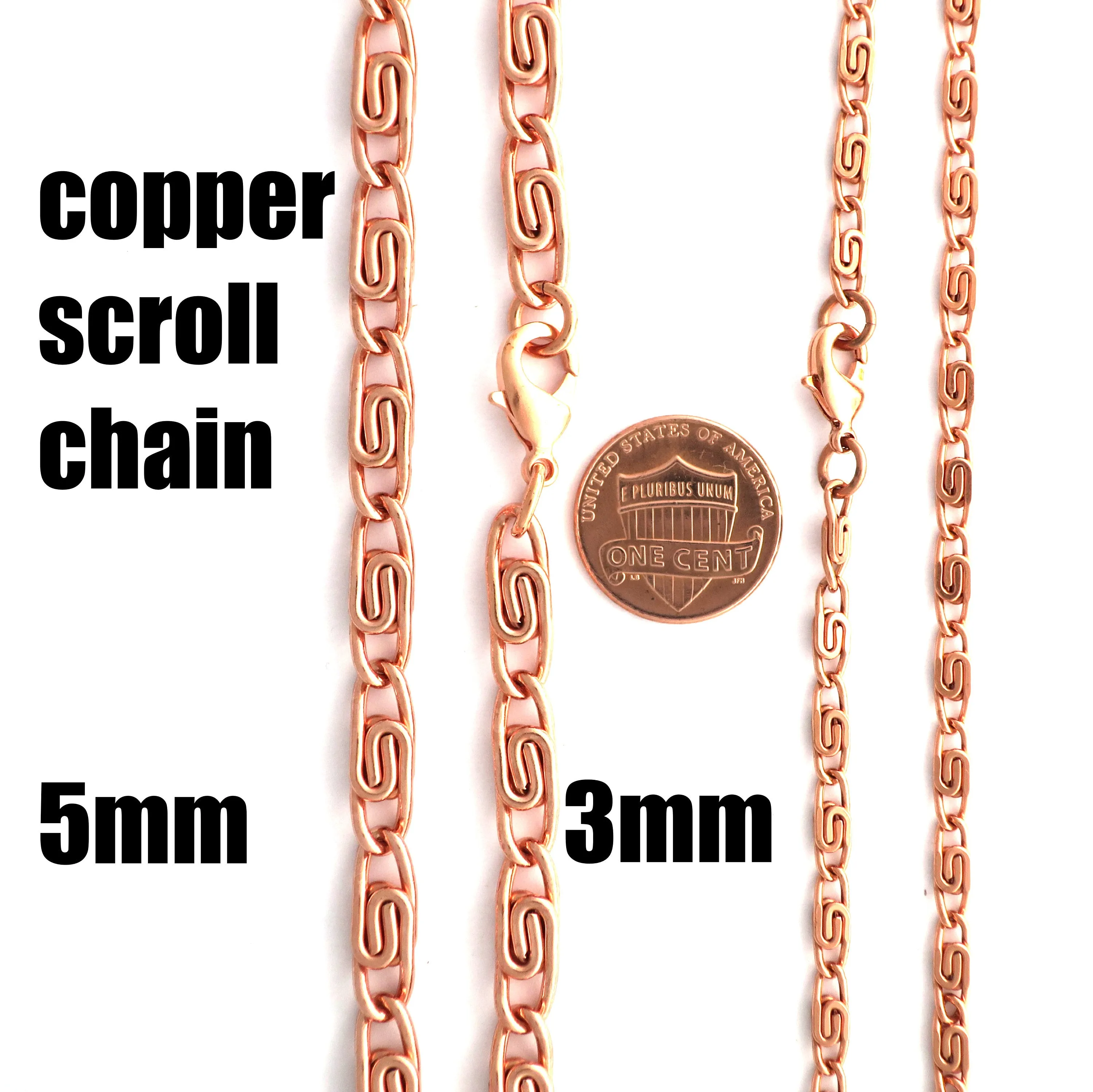 Custom Necklace Chain Solid Copper Celtic Scroll Chain Necklace NC61M Fine Celtic Copper Necklace Custom Size Chain