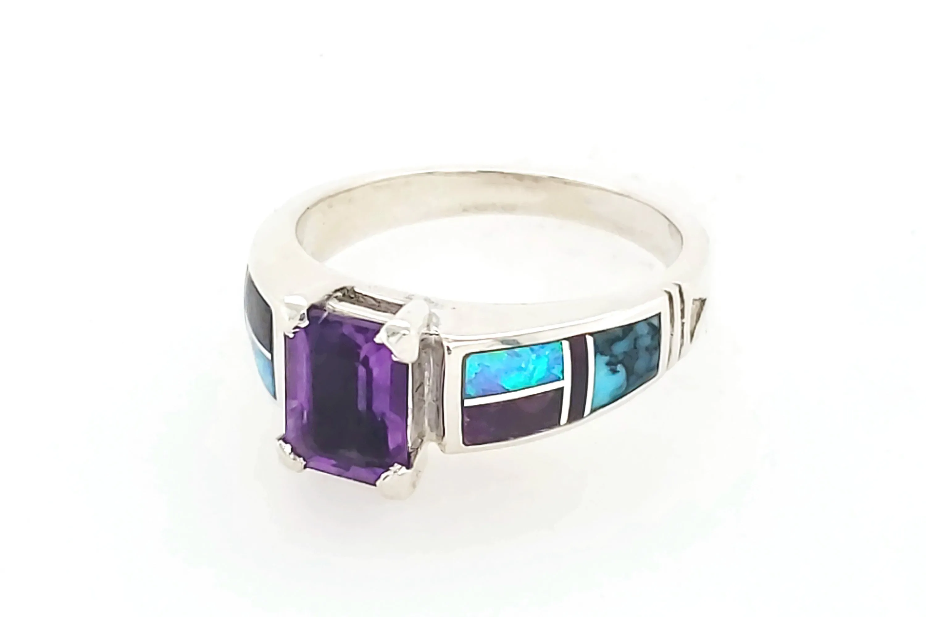 David Rosales Southwestern Amethyst & Sterling Silver Ring – Handcrafted Native American Jewelry