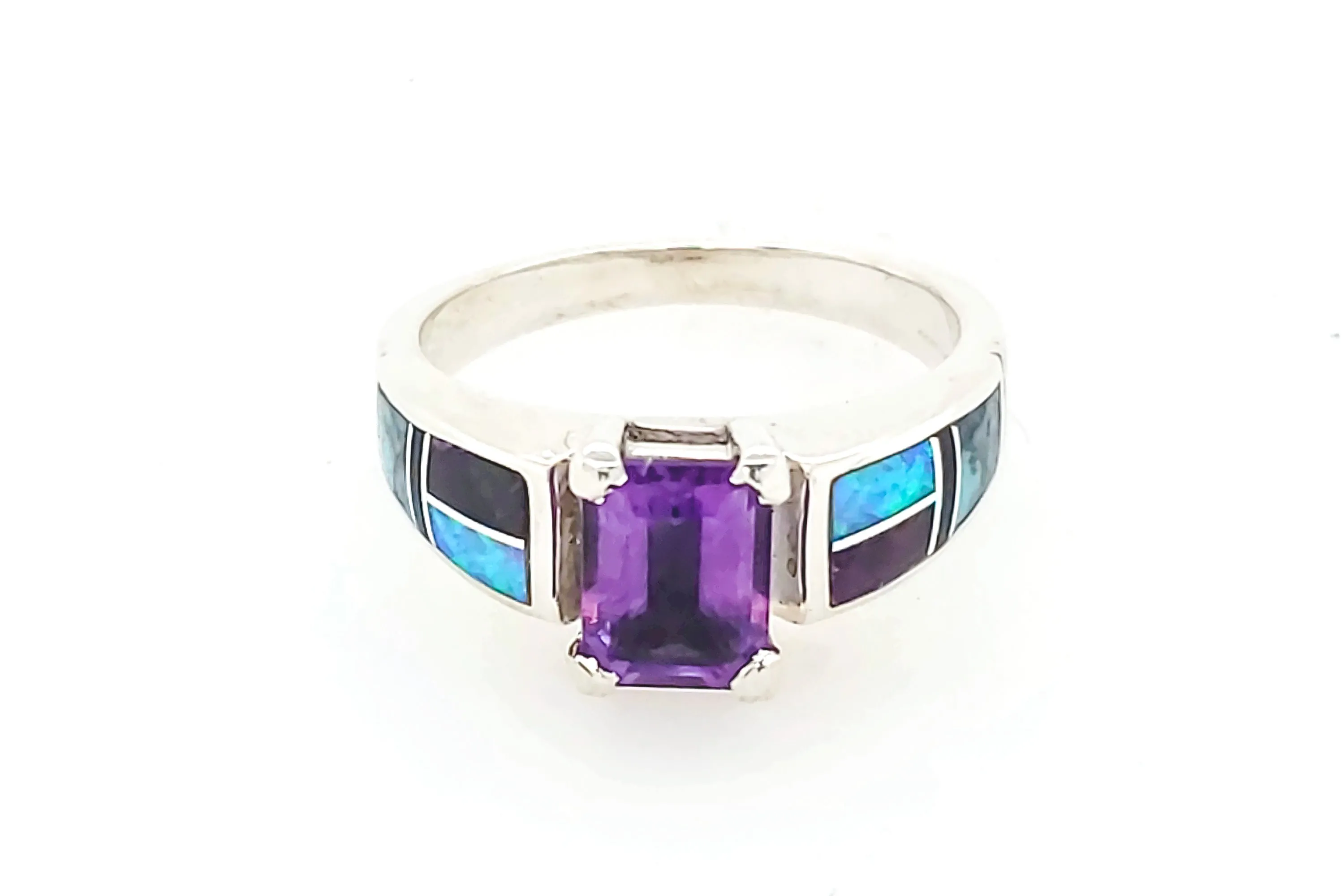 David Rosales Southwestern Amethyst & Sterling Silver Ring – Handcrafted Native American Jewelry