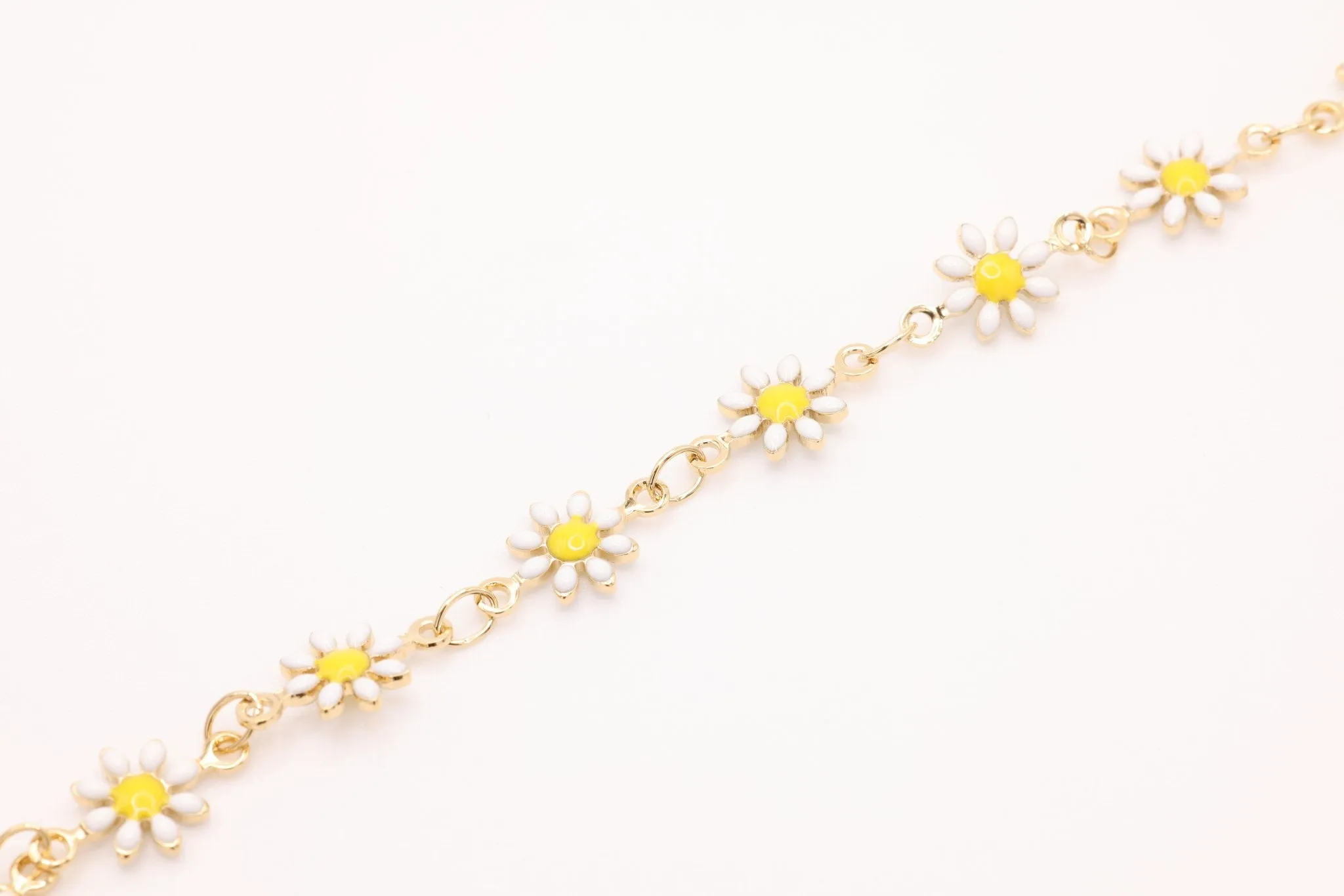 Deisi Flower Enamel Chain, 14K Gold Overlay Plated, Wholesale Jewelry Chain