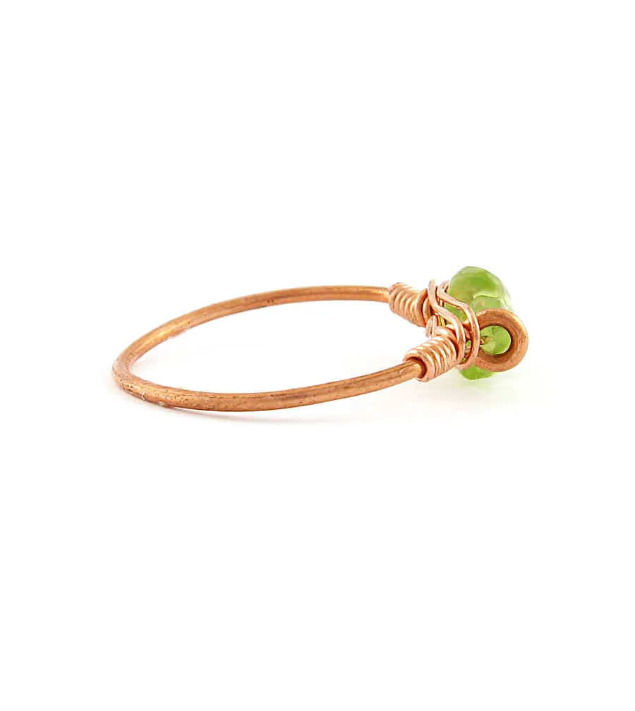 Double Gemstone Stackable Rings, Copper Wire-Wrapped, Handmade