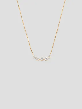 Dujour Yellow Gold White Diamond Graduated 4 Cluster Necklace