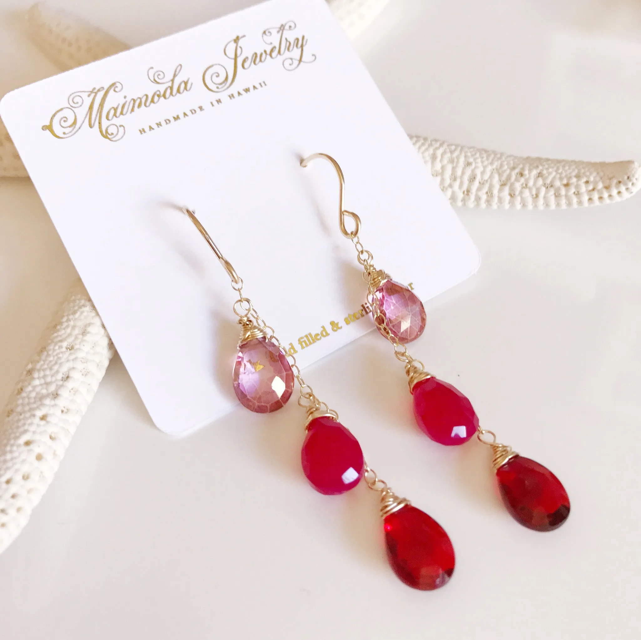 Earring Adele - garnet quartz (E121)