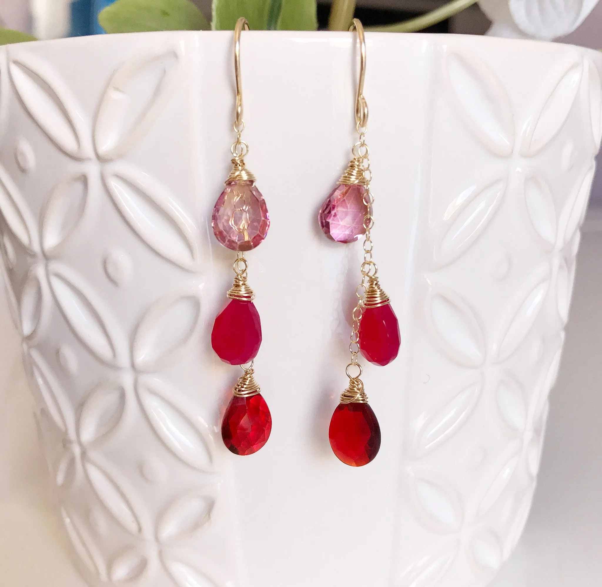 Earring Adele - garnet quartz (E121)