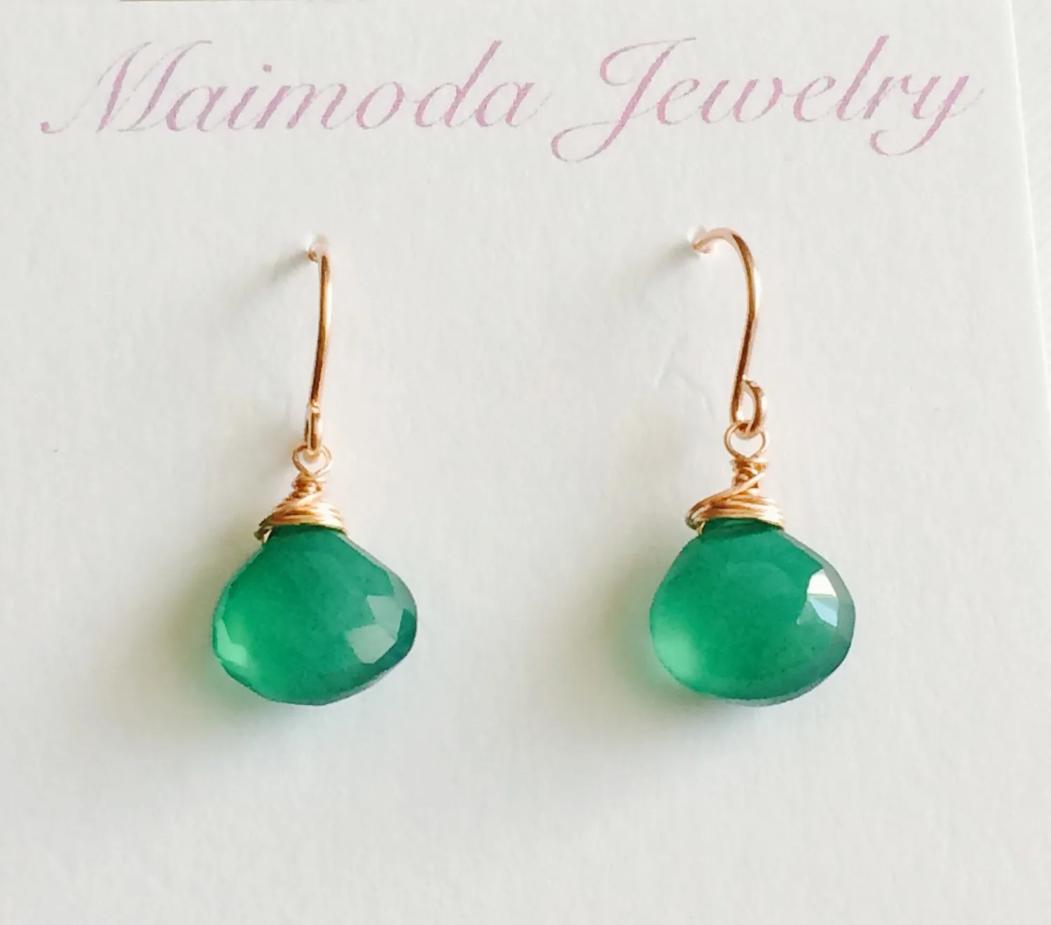 Earrings Kala - green onyx (E181)