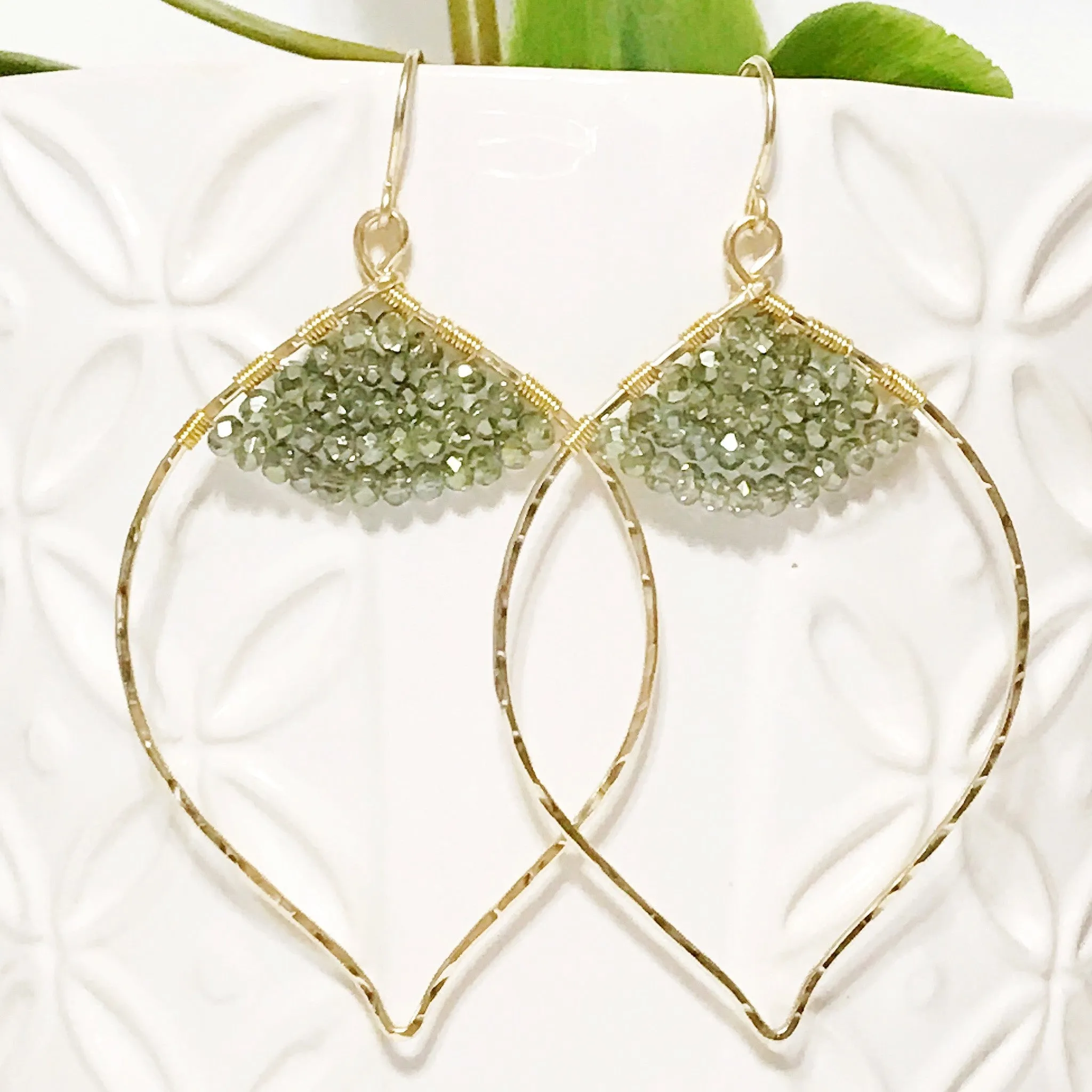 Earrings Malie- olive green quartz (E326)