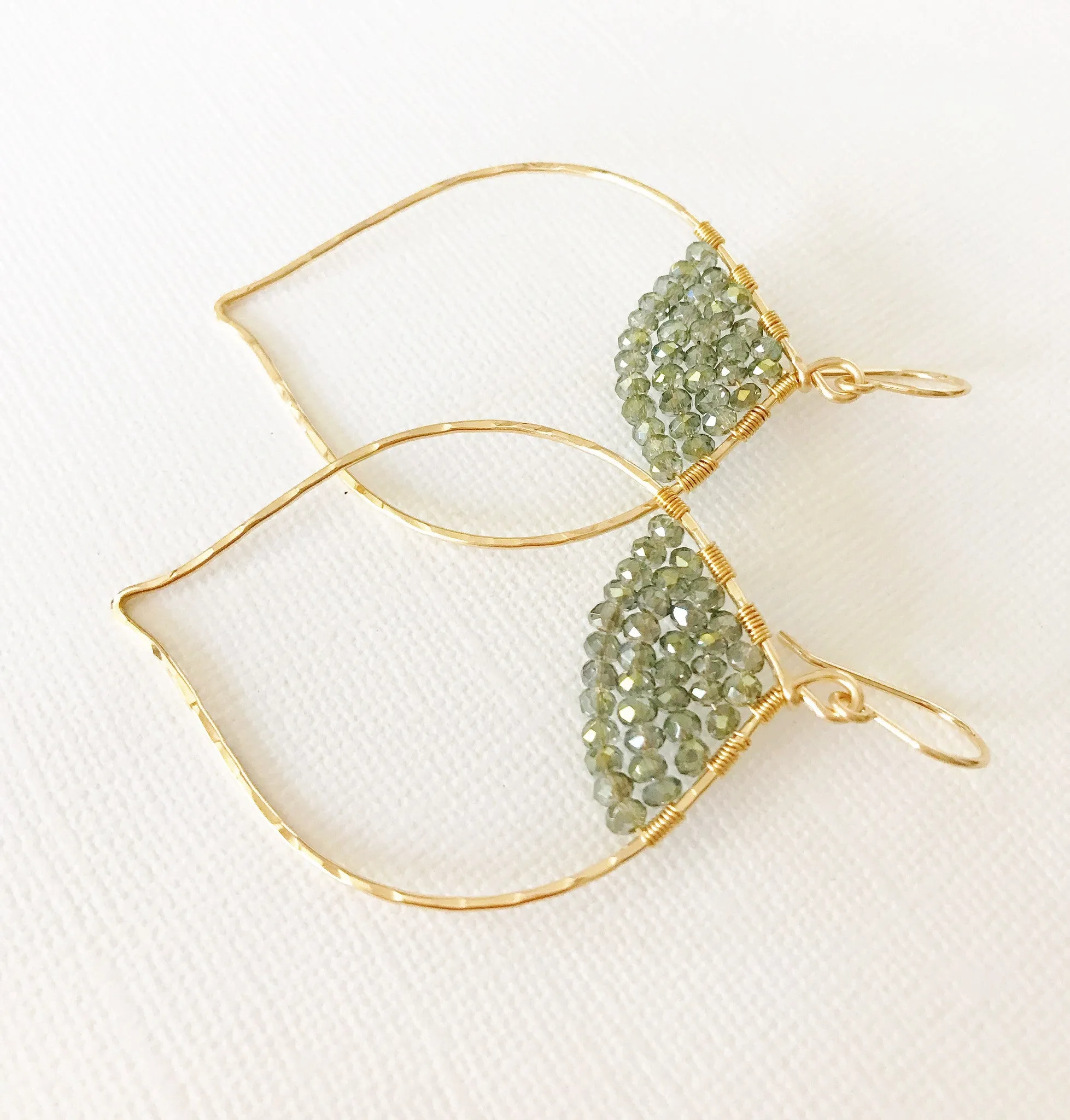 Earrings Malie- olive green quartz (E326)