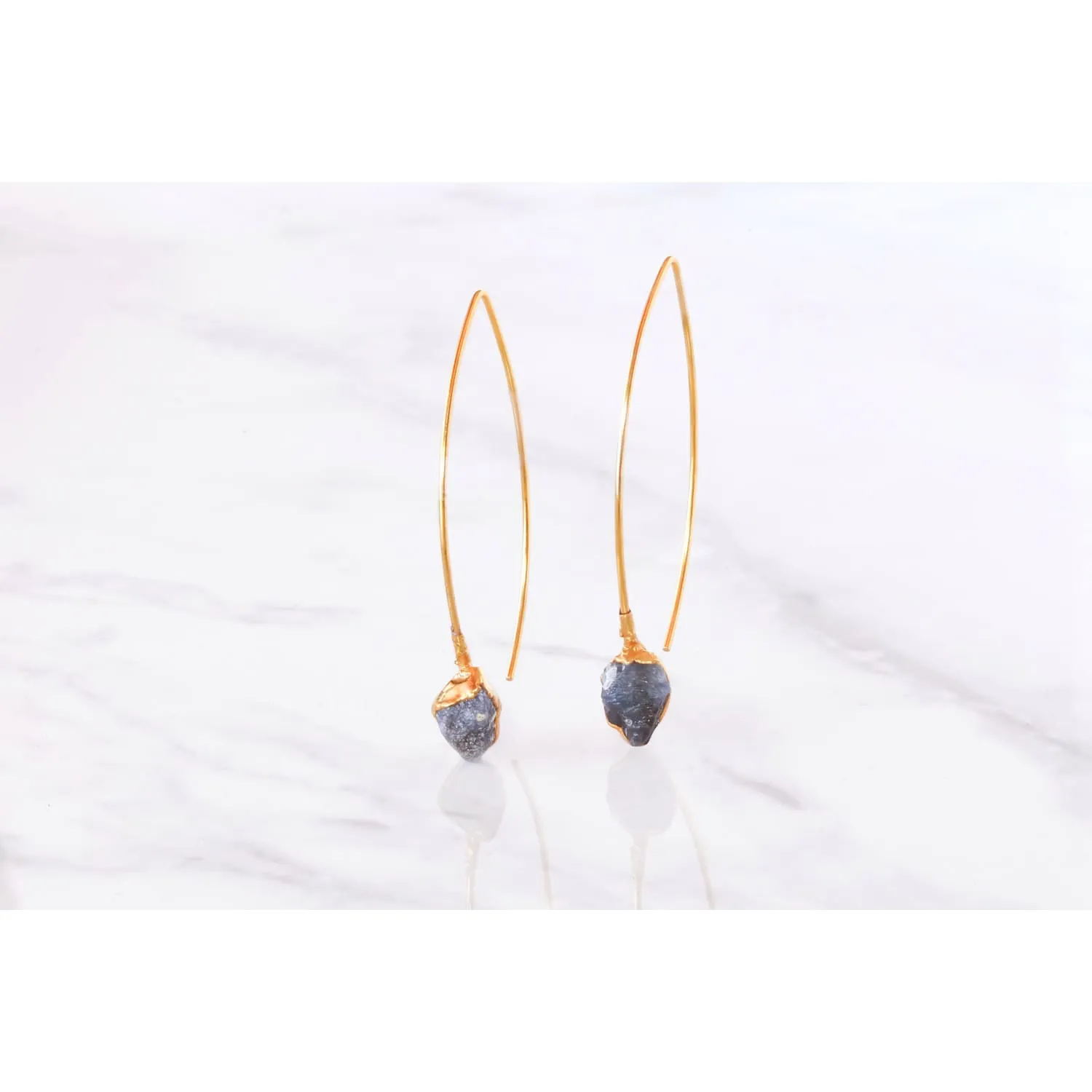 Edgy Raw Sapphire Drop and Dangle Earrings