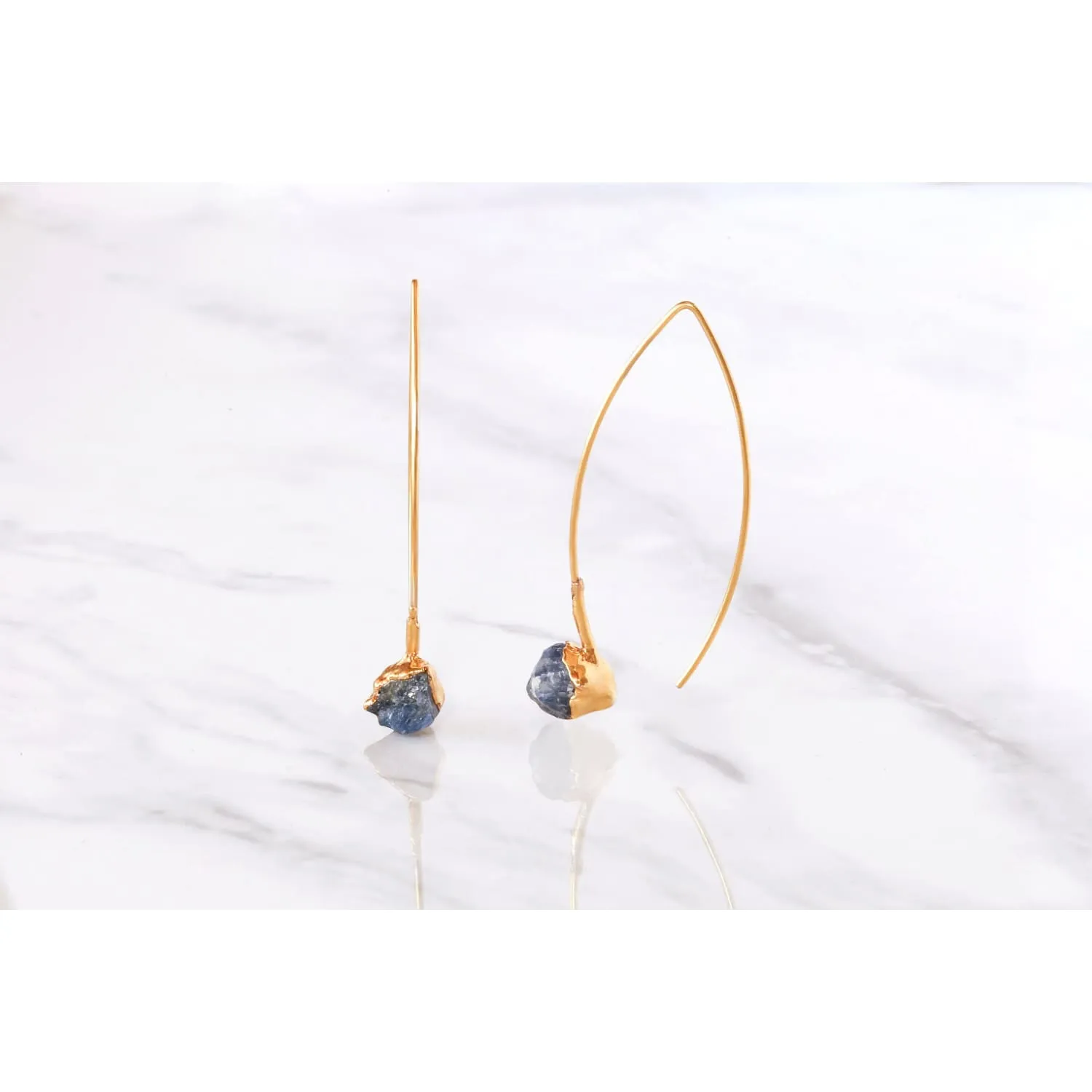 Edgy Raw Sapphire Drop and Dangle Earrings